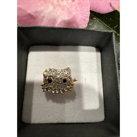 Adorable Hello Kitty Cat Kitten Silvertone Costume Adjustable Ring NEW w Box A12 - Picture 4 of 7